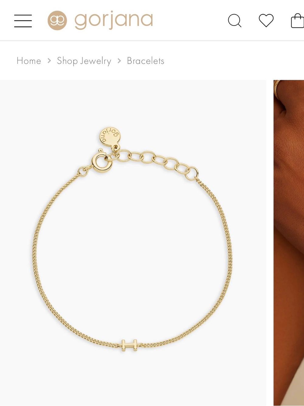 Gorjana Brand New Gold Mini Letter i Initial Bracelet Never Worn 18k Gold Plated